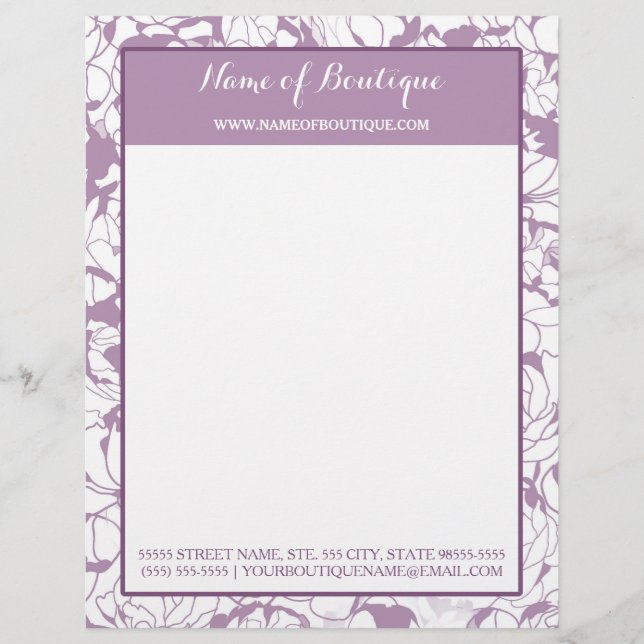 En-tête De Lettre Boutique moderne violet fleurie Girl Beauté (Devant)