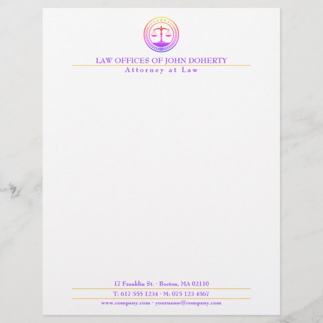 En-tête De Lettre BUREAU DU DROIT | Élégant (Devant)