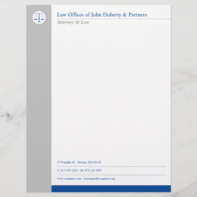 En-tête De Lettre BUREAUX DE DROIT | Avocat (Devant)