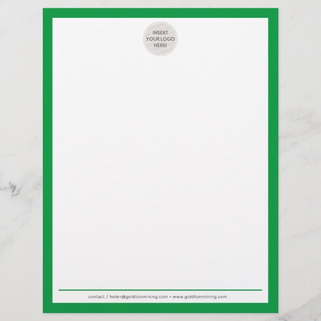 En-tête De Lettre BUSINESS LOGO moderne simple bordure vert kelly (Devant)