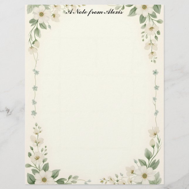 En-tête De Lettre Cadre à fleurs blanc et bleu (Devant)