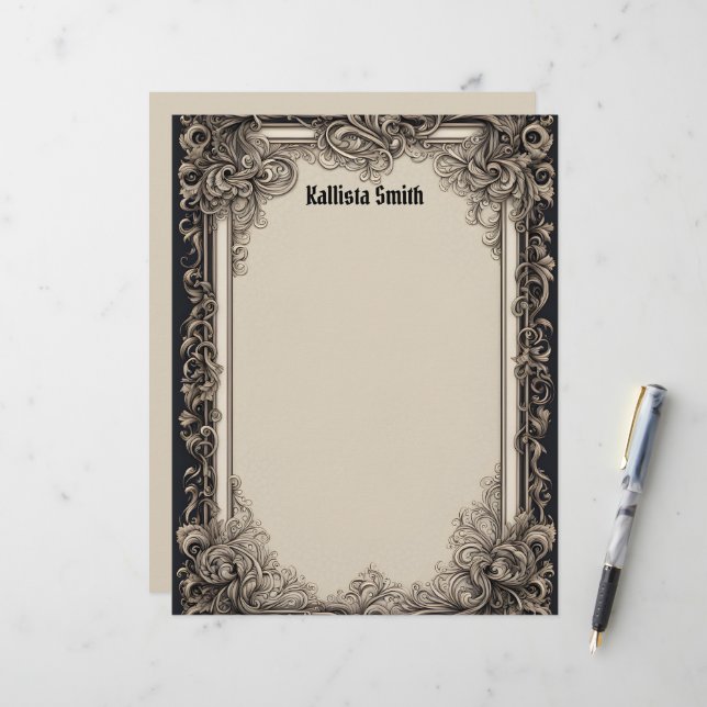 En-tête De Lettre Cadre complexe inspiré par Goth (Devant/Arrière en situation)