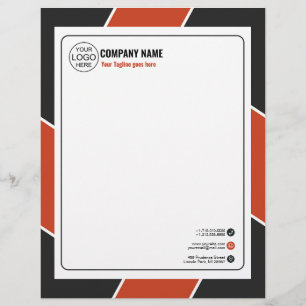 En-tête De Lettre Cadre élégant orange et noir personnalisé