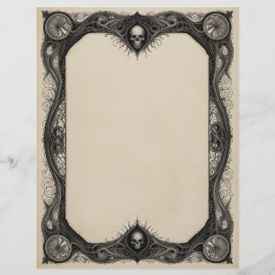 En-tête De Lettre Cadre Goth avec Crânes