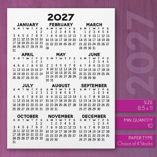 En-tête De Lettre Calendrier 2027 sur papier de format Lettre en-têt