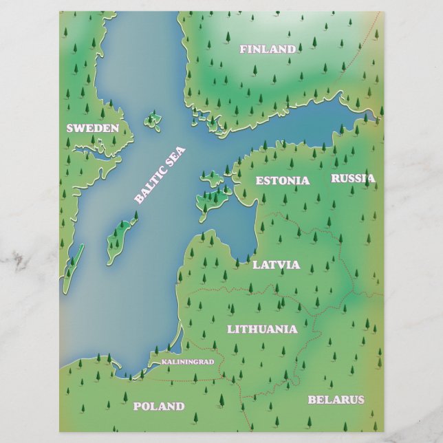 En-tête De Lettre Carte de la mer Baltique (Devant)