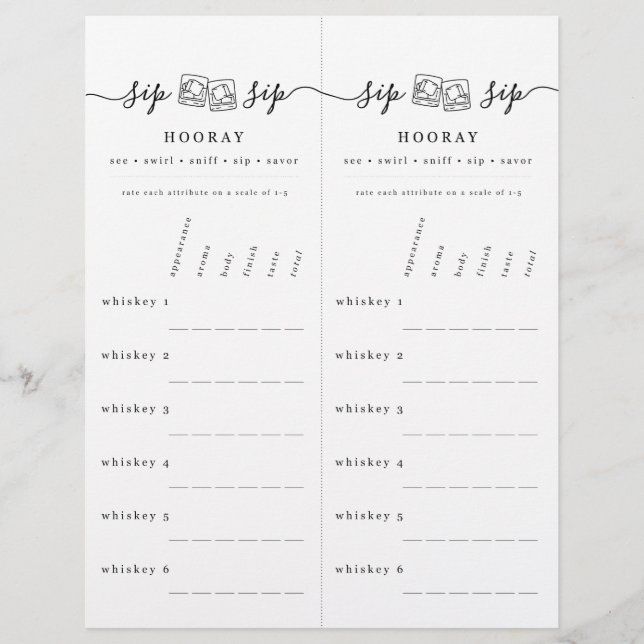 En-tête De Lettre Carte de notation Whiskey Tasting (Devant)