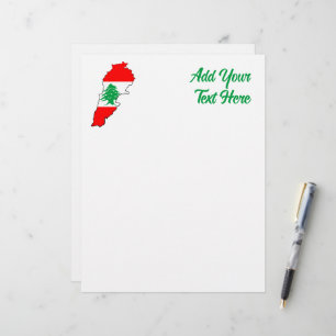 En-tête De Lettre Carte du Liban avec drapeau