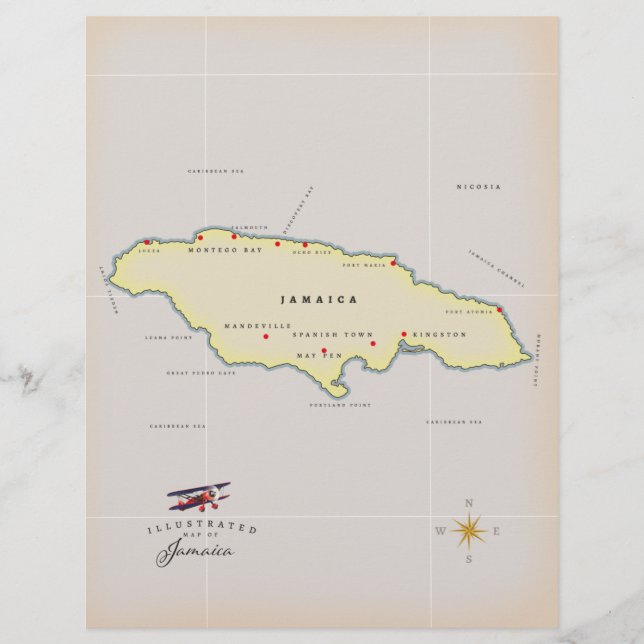 En-tête De Lettre Carte illustrée de la Jamaïque. (Devant)