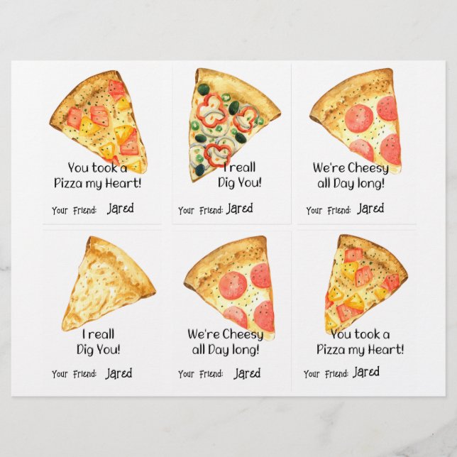En-tête De Lettre Cartes de classe Pizza 6 Personnaliser le nom (Devant)