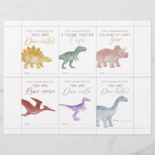 En-tête De Lettre Cartes de la Saint-Valentin dinosaures pour enfant