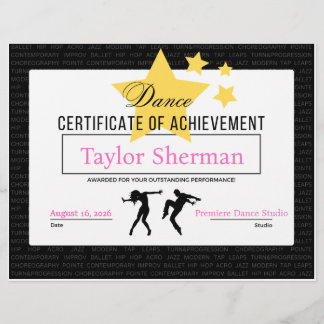En-tête De Lettre Certificat de réussite en danse Considérant Prix é