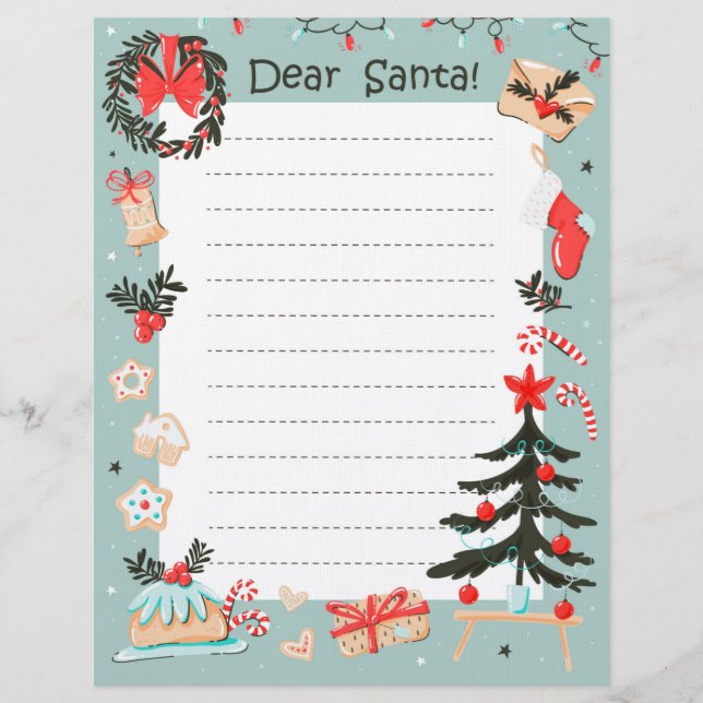 En-tête De Lettre Cher en-tête Père Noël (Devant)