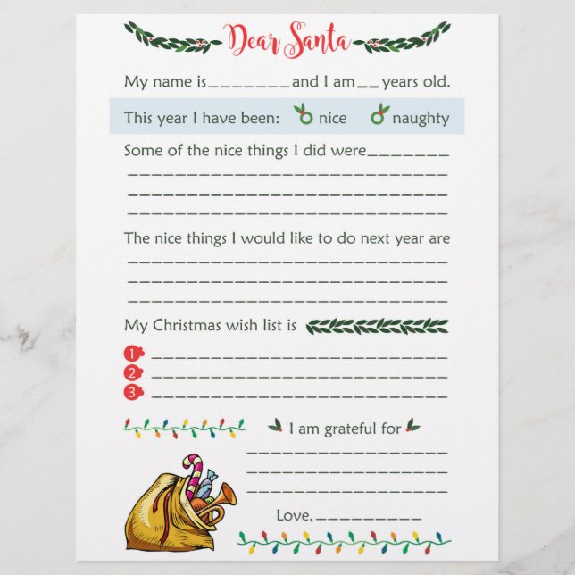 En-tête De Lettre Chères lettres Père Noël (Devant)