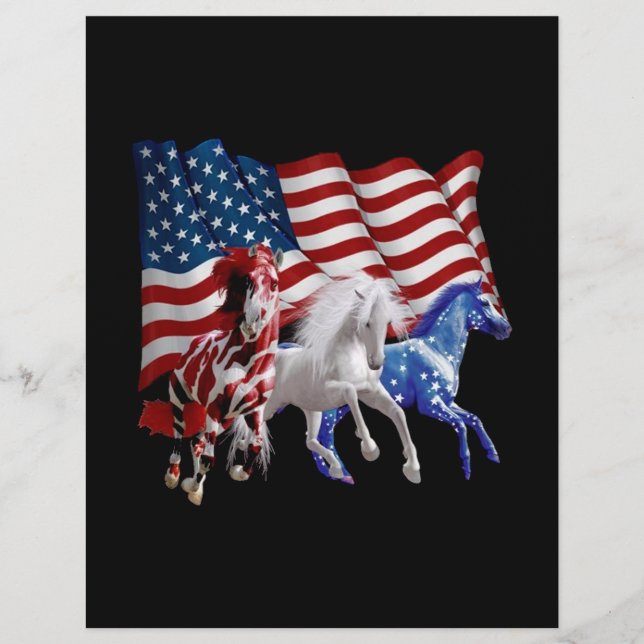En-tête De Lettre Chevaux États-Unis Drapeau américain Cheval (Devant)