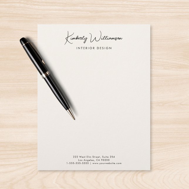 En-tête De Lettre Chic Signature Script Business Name Cream (Chic Signature Script Business Name Cream Letterhead)