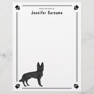 En-tête De Lettre Chien de berger allemand noir dessin animé avec te