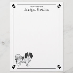 En-tête De Lettre Chien de dessin animé Phalène noir et blanc avec v