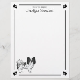 En-tête De Lettre Chien Papillon Noir Et Blanc Avec Des Pattes Et Te