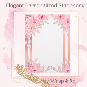 En-tête De Lettre Chou Rose Métallo Pink Bordure personnalisée