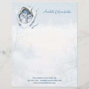 En-tête De Lettre Chouettes d'hiver Pneus en-tête