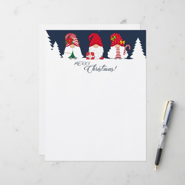 En-tête De Lettre Christmas Gnomes (Devant/Arrière en situation)
