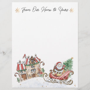 En-tête De Lettre Christmas Village Père Noël présente en-tête