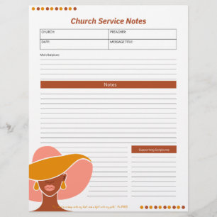 En-tête De Lettre Church Ethnic Woman Service Notes Bible chrétienn