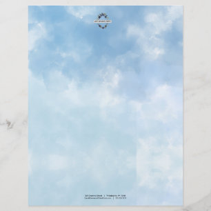 En-tête De Lettre Ciel Bleu Clair Nuage Aquarelle