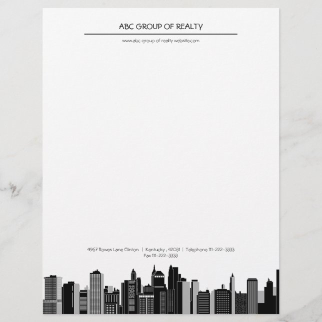 En-tête De Lettre Cityscape Immobilier moderne (Devant)