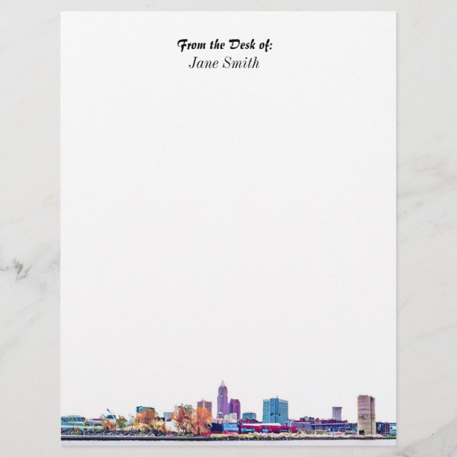 En-tête de lettre Cleveland Skyline personnalisée (Devant)