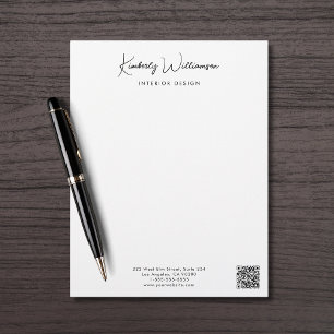 En-tête De Lettre Code QR du script de signature de nom commercial