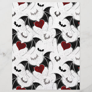En-tête De Lettre Coeur d'Halloween avec ailes de chauve-souris noir