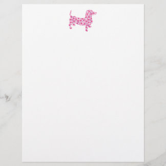 En-tête De Lettre Coeurs roses Dachshund