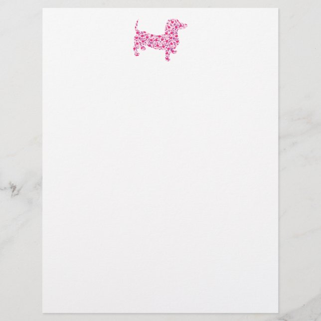 En-tête De Lettre Coeurs roses Dachshund (Devant)