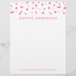 En-tête De Lettre Coeurs roses éparpillés Confetti