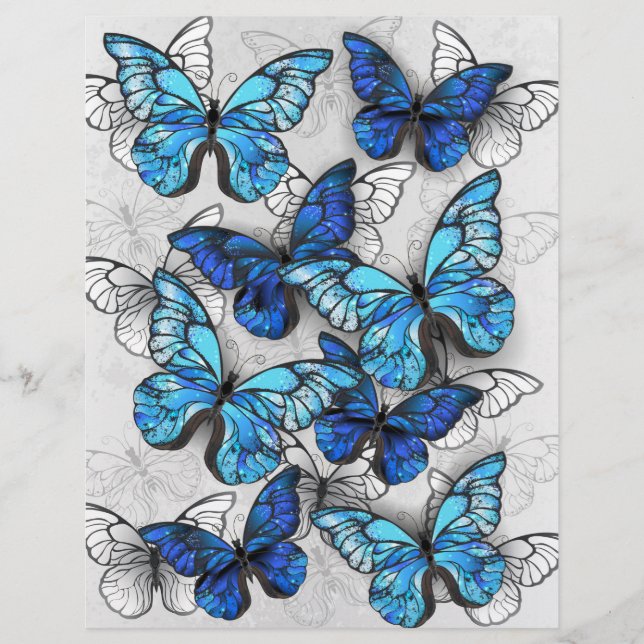 En-tête De Lettre Composition des White and Blue Butterflies (Devant)