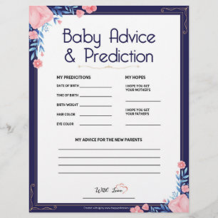 En-tête De Lettre Conseils et prédiction pour bébé [Cadre floral]