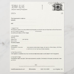 En-tête De Lettre Contrat de photographe pour appareil photo botaniq