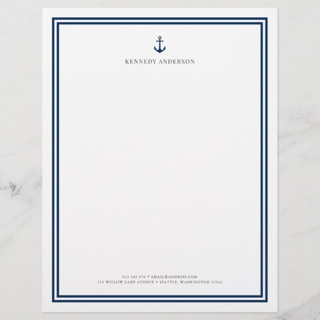 En-tête De Lettre Couleur personnalisée Ancre classique moderne pers (Devant)