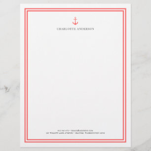 En-tête De Lettre Couleur personnalisée Ancre classique moderne pers