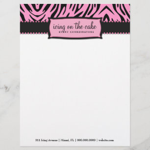 En-tête De Lettre Customisable 311-Icing sur le zèbre de réglisse de rose de