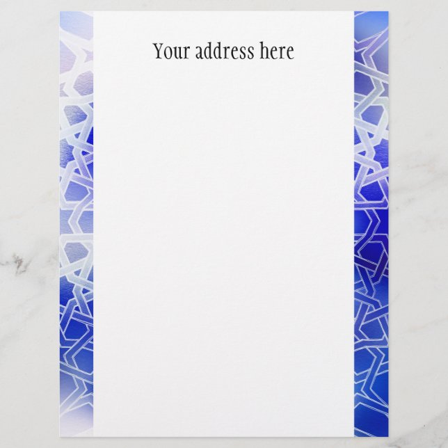 En-tête De Lettre Customisable Alhambra Motif bleu (Devant)