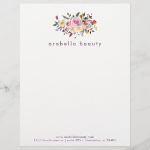 En-tête De Lettre Customisable Aquarelle moderne florale avec la raison sociale