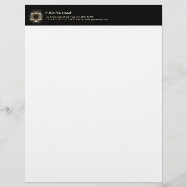 En-tête De Lettre Customisable Avocat à l'échelle Gold de la justice (Devant)