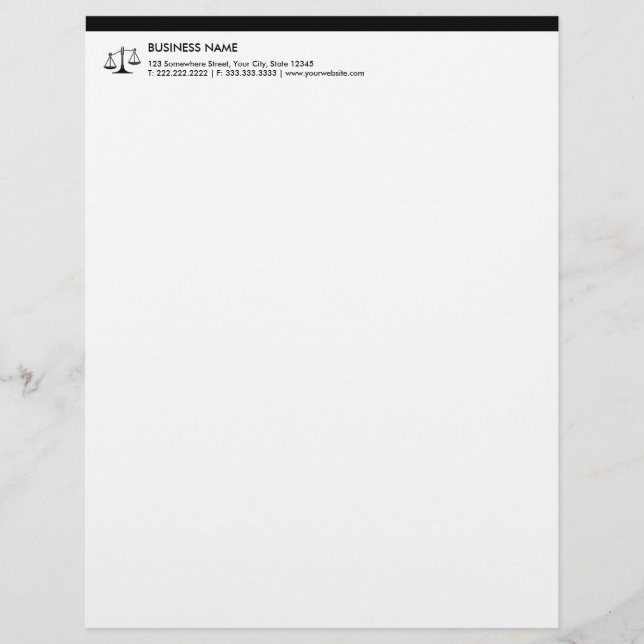En-tête De Lettre Customisable Avocat/mandataire noirs professionnels de (Devant)
