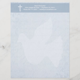 En-tête De Lettre Customisable Bleu chrétien de croix et d'esprit floral