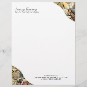 En-tête De Lettre Customisable Coquillage Tropical Business Blank personnalisé en