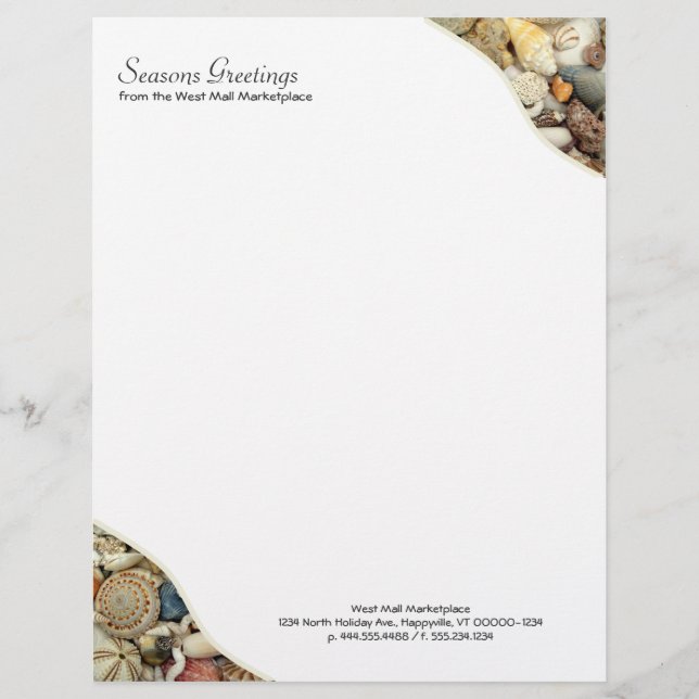 En-tête De Lettre Customisable Coquillage Tropical Business Blank personnalisé en (Devant)