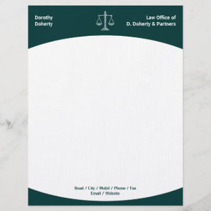 En-tête De Lettre Customisable Échelles de justice OFFICE DU DROIT Letterhead